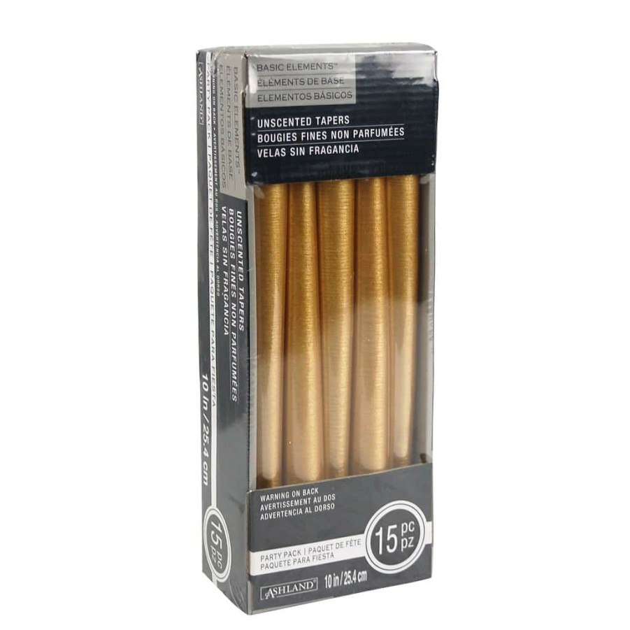 Home & Decor * | Hot Sale Basic Elements Gold Unscented Tapers By Ashland