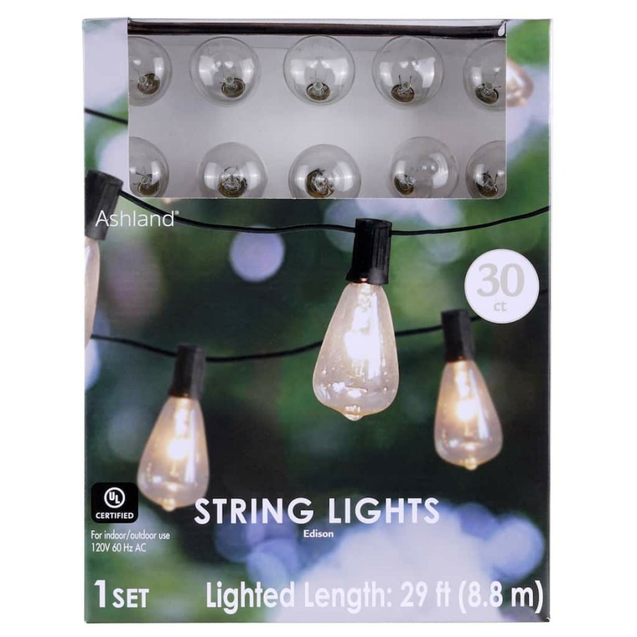 Home & Decor * | Best Deal 30Ct. Clear Edison String Lights By Ashland