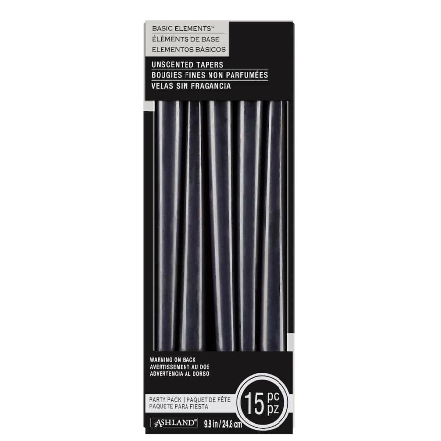 Home & Decor * | Best Pirce Basic Elements Black Unscented Taper Party Pack By Ashland