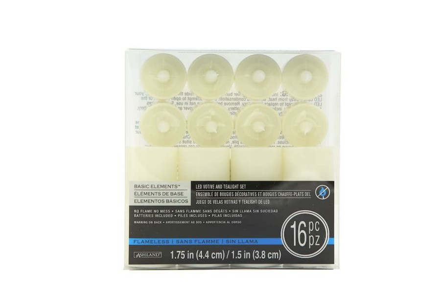 Home & Decor * | Best Deal Basic Elements Ivory Led Votive & Tealight Set By Ashland