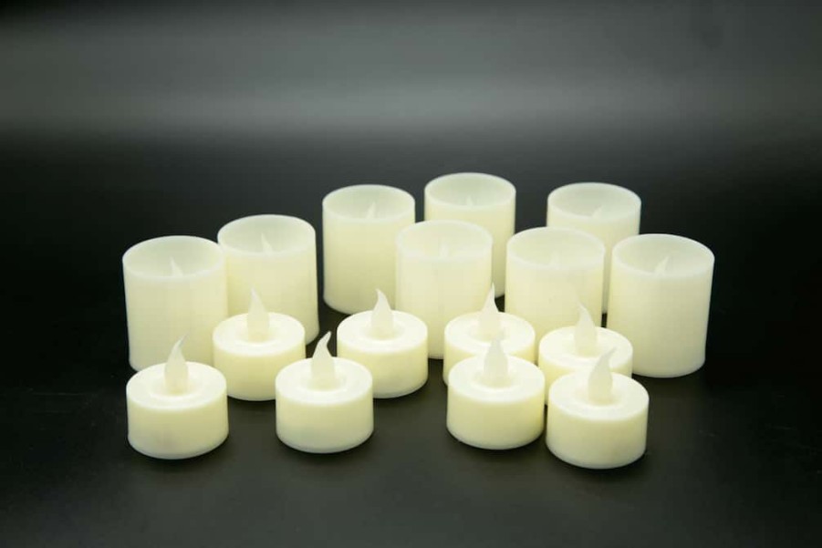 Home & Decor * | Best Deal Basic Elements Ivory Led Votive & Tealight Set By Ashland