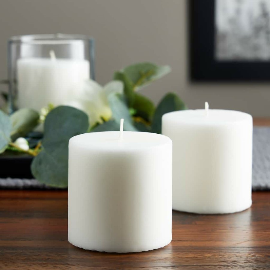 Home & Decor * | Budget Ashland Basic Elements White Pillar Candle, 3 Pack