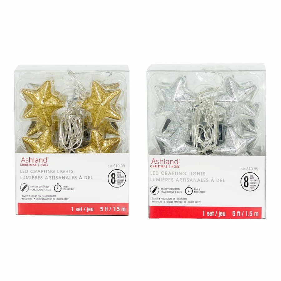 Home & Decor * | Cheap Assorted 8Ct. Glitter Star Led Crafting Lights By Ashland