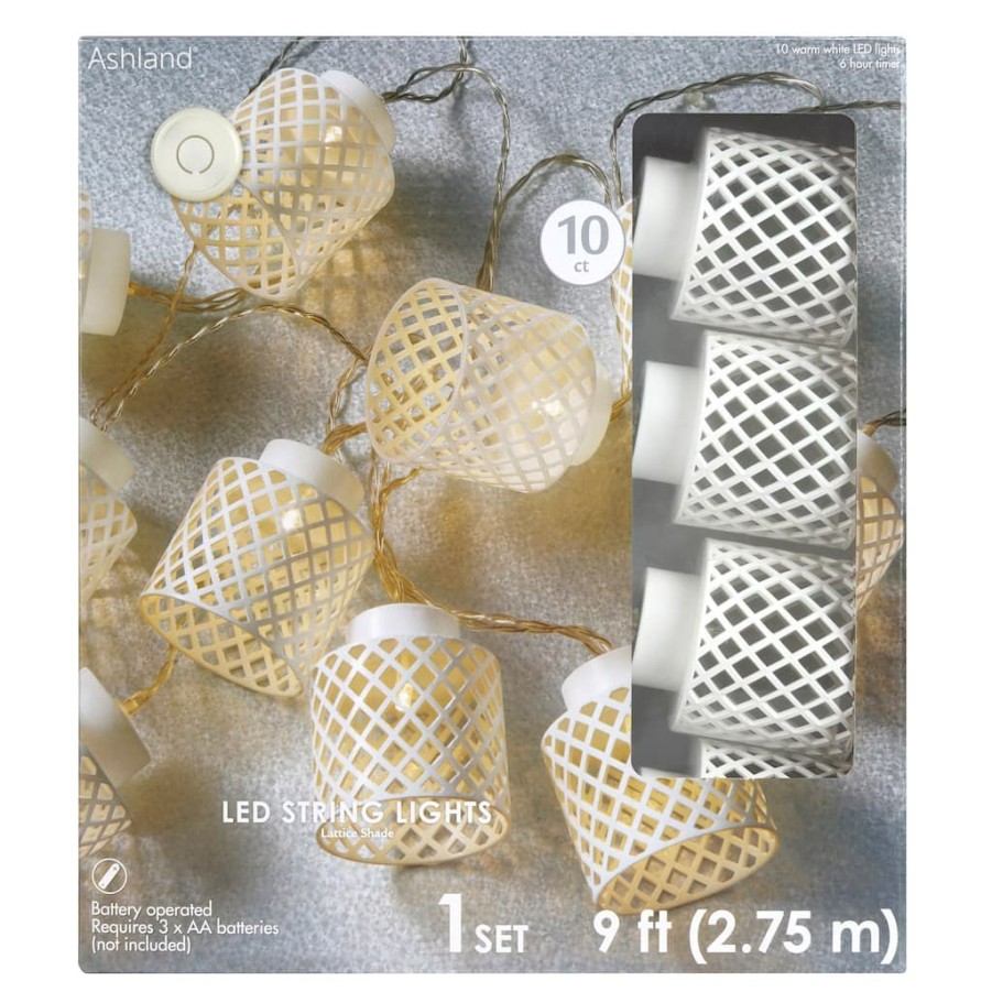 Home & Decor * | New 10Ct. Warm White Led Lattice Shade String Lights By Ashland