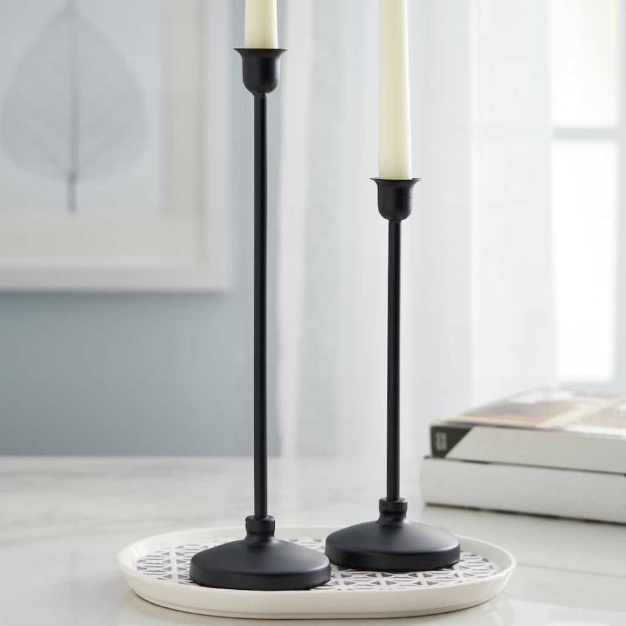 Home & Decor * | Cheapest Metal Taper Candle Holder By Ashland Black