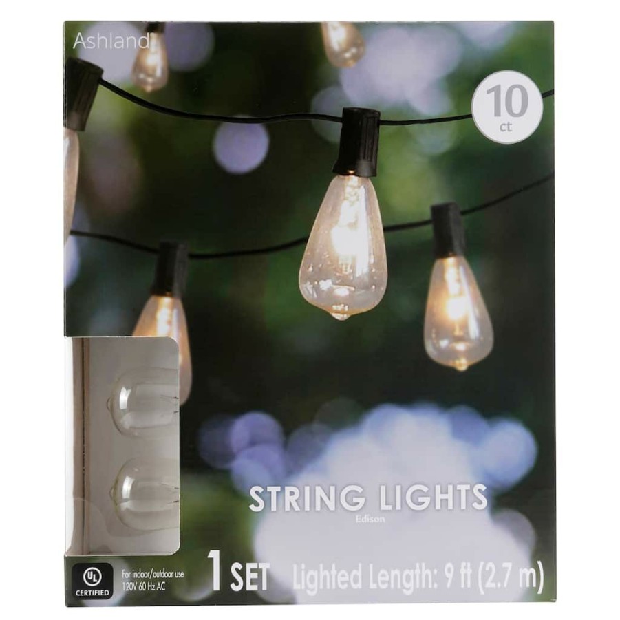 Home & Decor * | Promo 10Ct. Edison St12 Bulb String Lights By Ashland