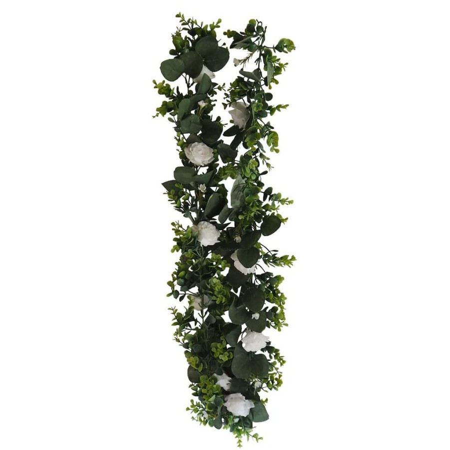 Floral * | Outlet 12 Pack: 6Ft. White Rose Foliage Garland By Ashland