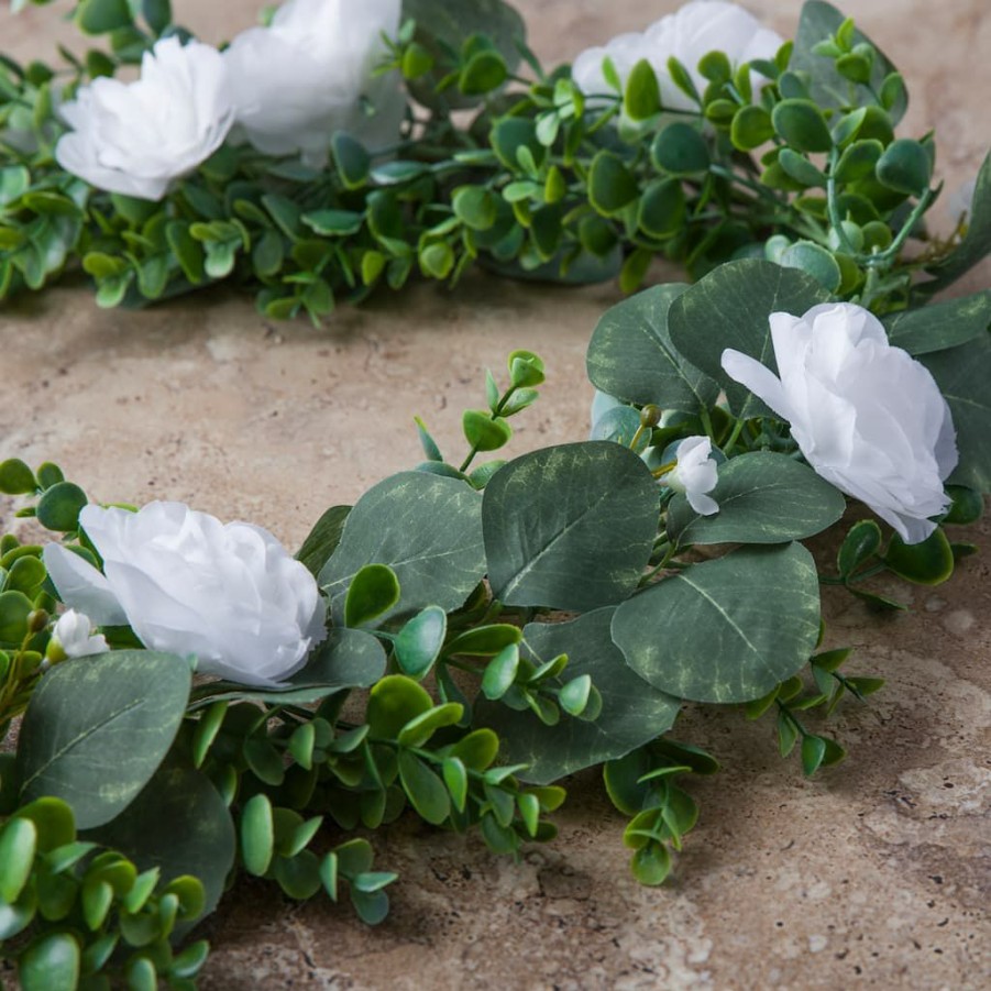 Floral * | Outlet 12 Pack: 6Ft. White Rose Foliage Garland By Ashland