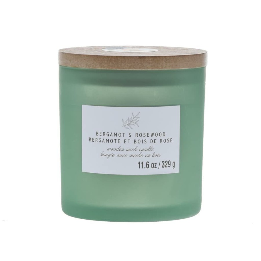 Home & Decor * | Coupon Bergamot & Rosewood Wooden Wick Jar Candle By Ashland