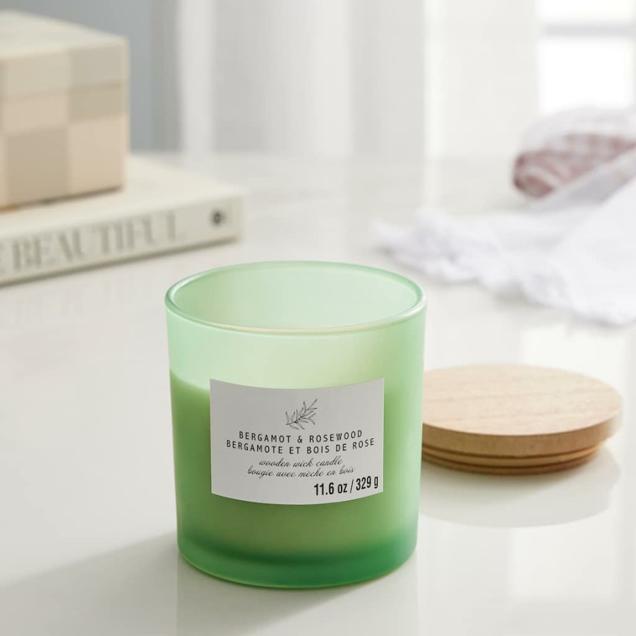 Home & Decor * | Coupon Bergamot & Rosewood Wooden Wick Jar Candle By Ashland