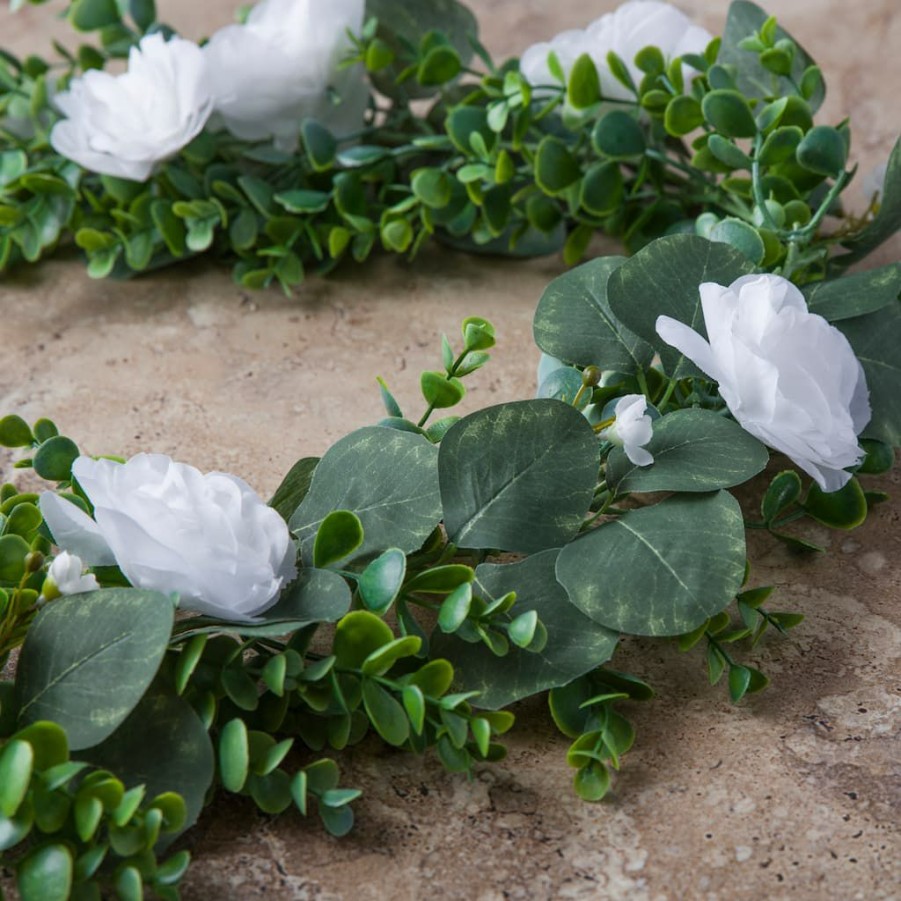 Floral * | Best Deal 6Ft. White Rose Foliage Garland By Ashland