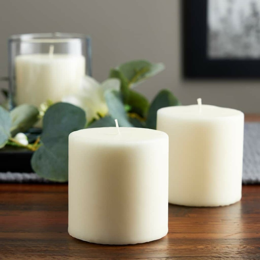 Home & Decor * | Cheapest Ashland Basic Elements Ivory Pillar Candle, 3 Pack