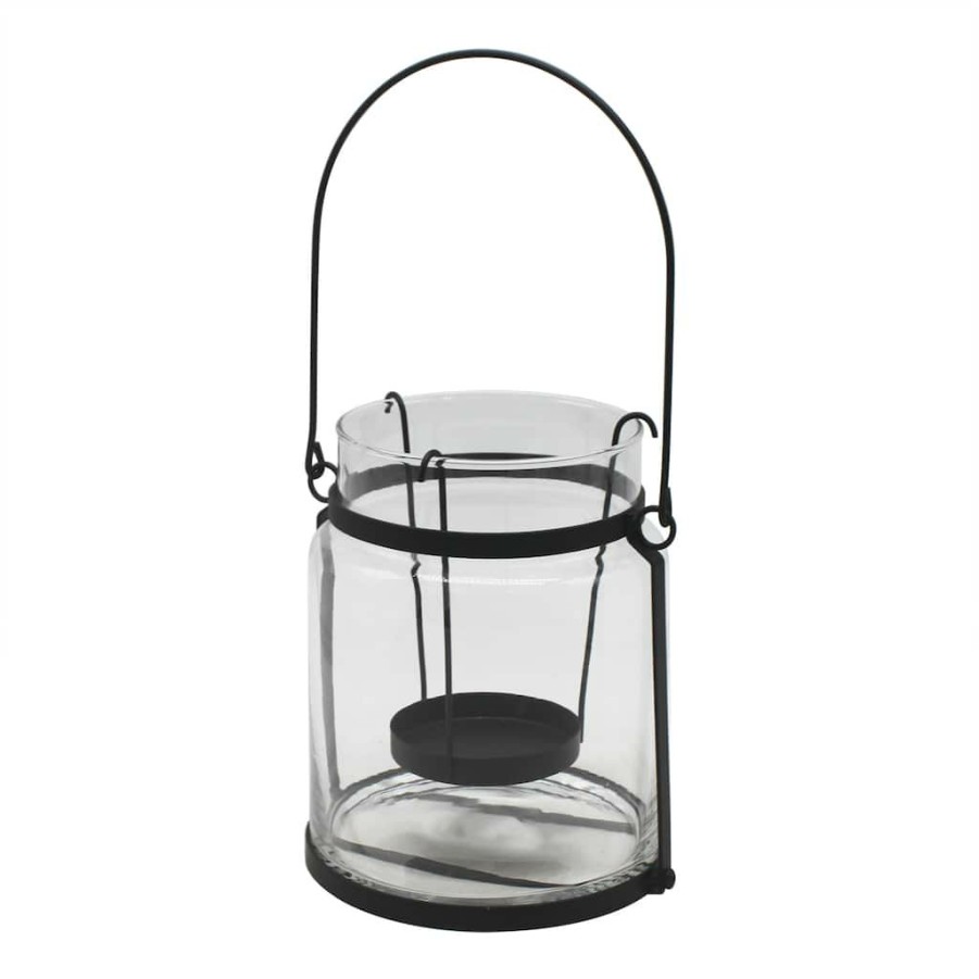 Home & Decor * | Brand New 7.2 Glass Lantern With Black Handle By Ashland