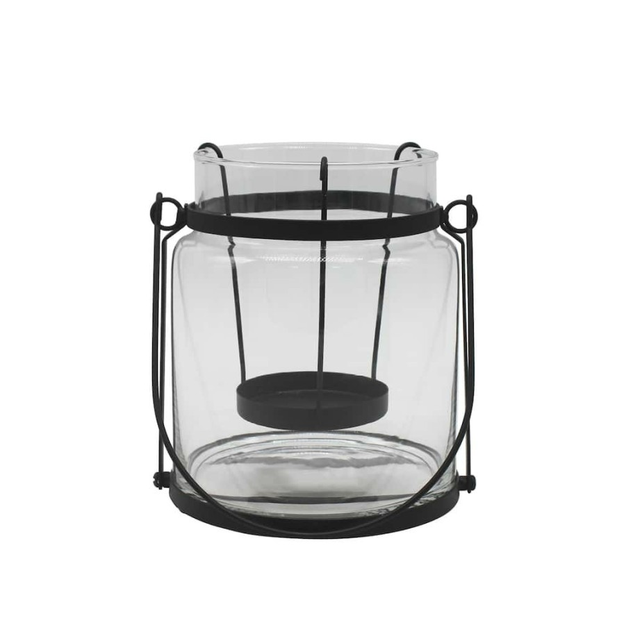 Home & Decor * | Brand New 7.2 Glass Lantern With Black Handle By Ashland