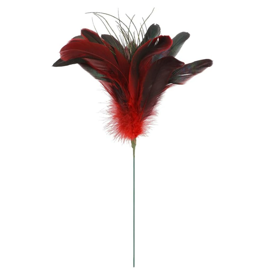 Floral * | Wholesale Red Peacock Feather Pick By Ashland