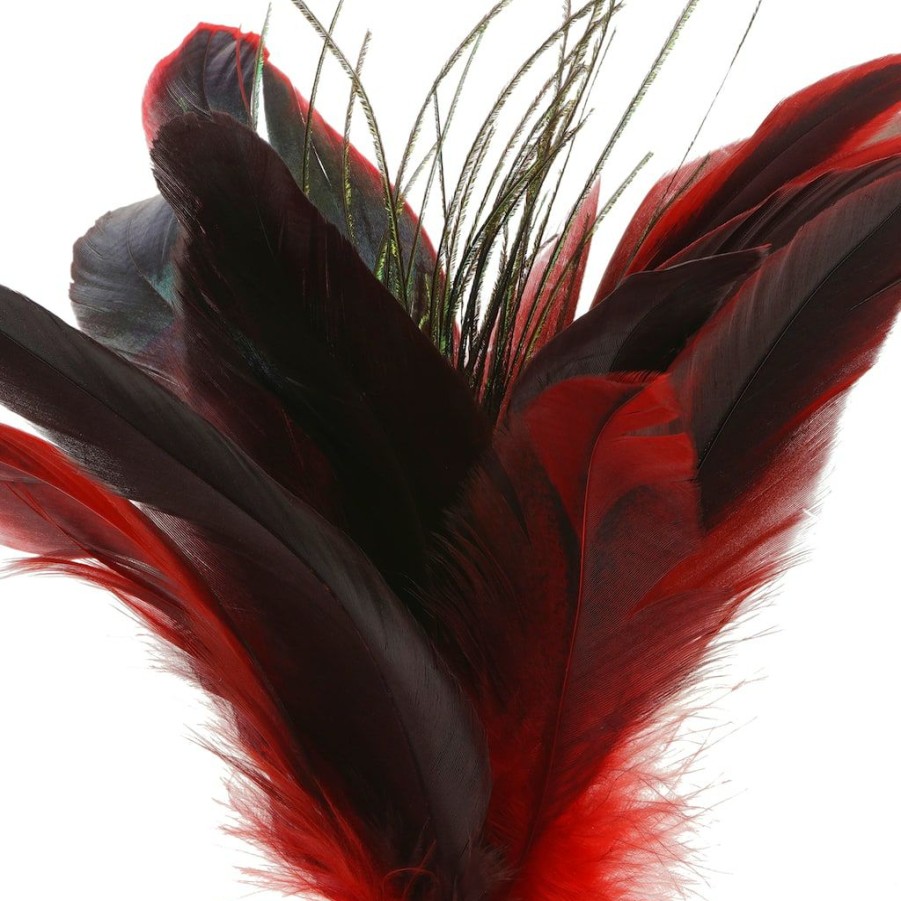 Floral * | Wholesale Red Peacock Feather Pick By Ashland