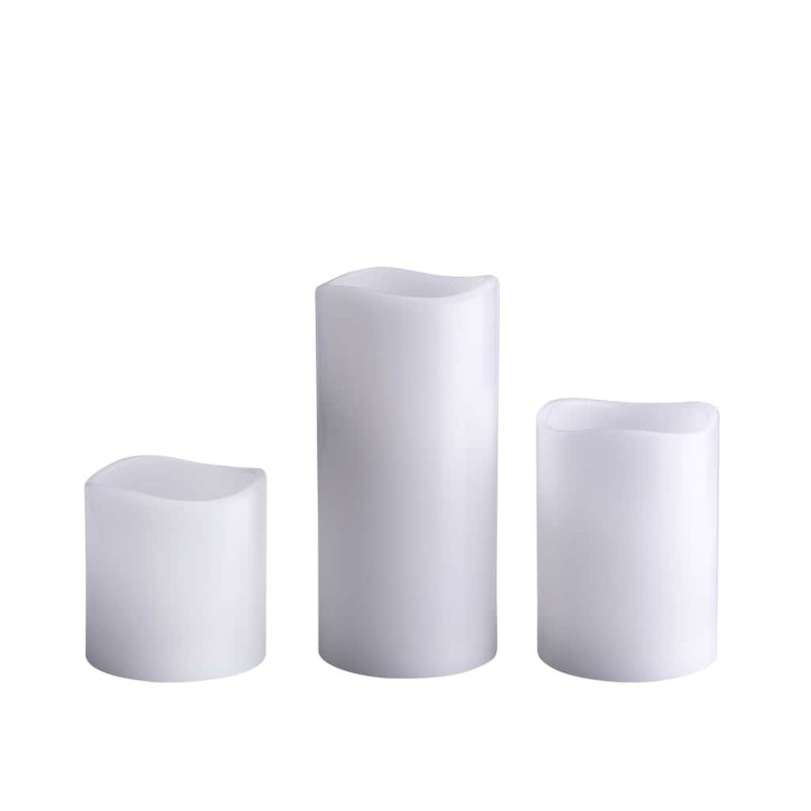 Home & Decor * | Cheapest White Wax Touch Led Pillar Candle Set By Ashland