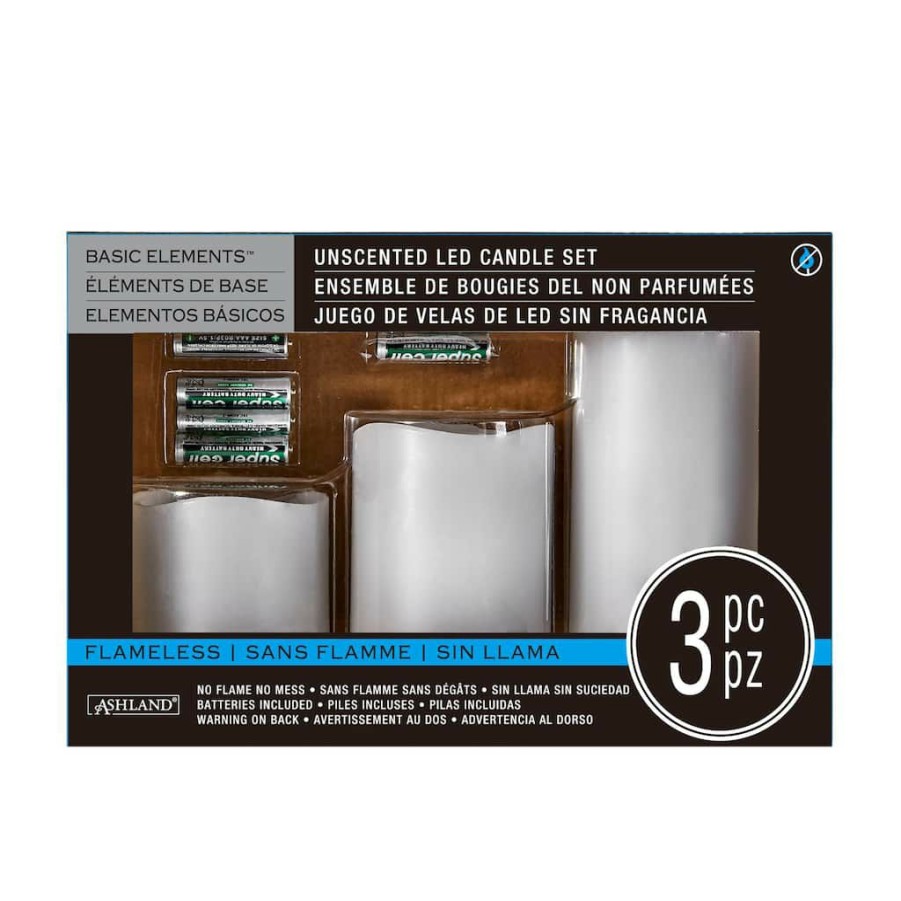 Home & Decor * | Cheapest White Wax Touch Led Pillar Candle Set By Ashland