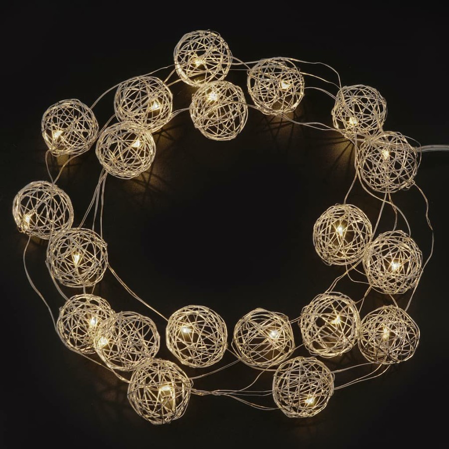 Home & Decor * | Coupon 20Ct. Warm White Wire Ball Led String Lights By Ashland