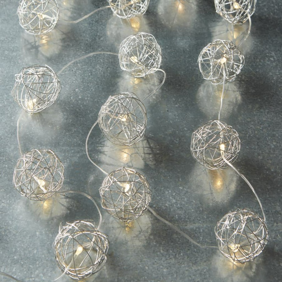 Home & Decor * | Coupon 20Ct. Warm White Wire Ball Led String Lights By Ashland