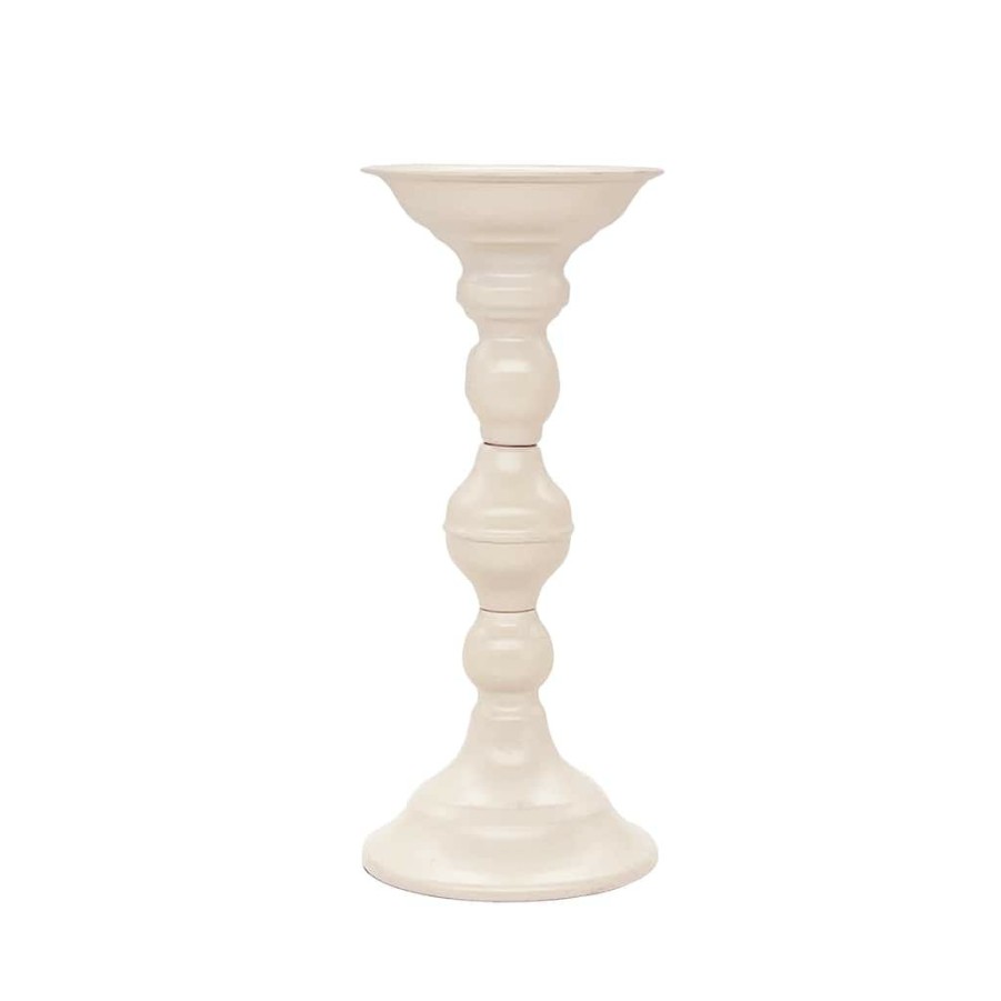 Home & Decor * | Deals Metal Pillar Candle Holder By Ashland Cream