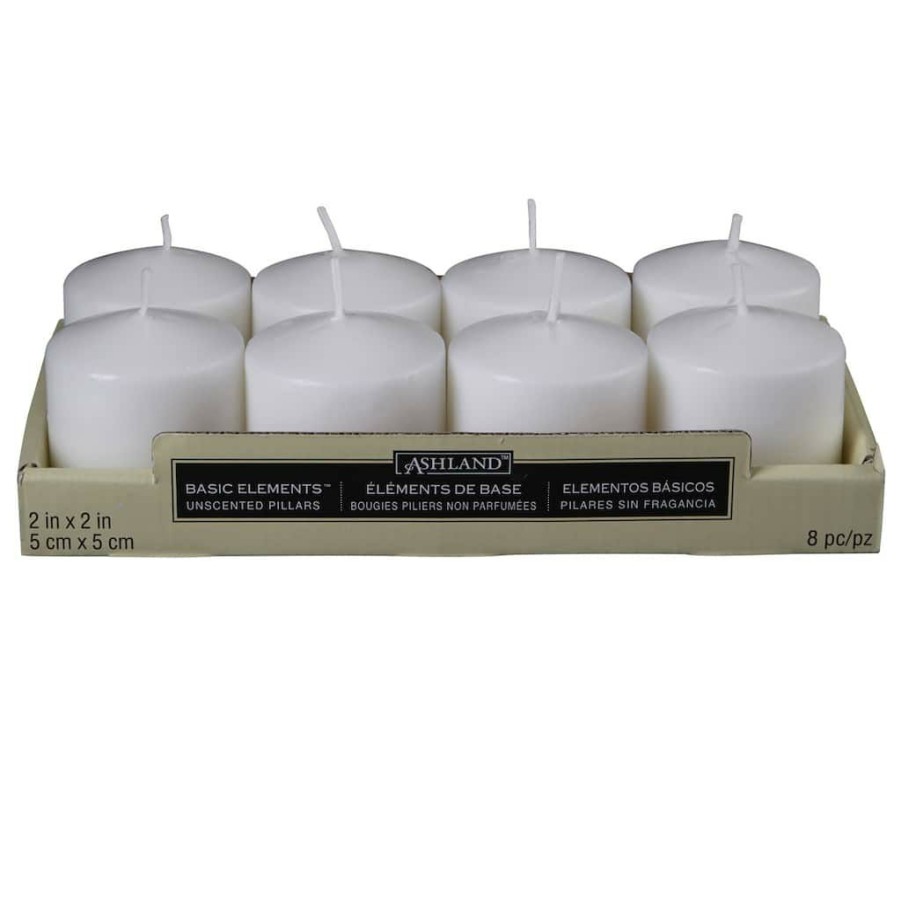 Home & Decor * | Top 10 Ashland Basic Elements White Pillar Candles, Value Pack