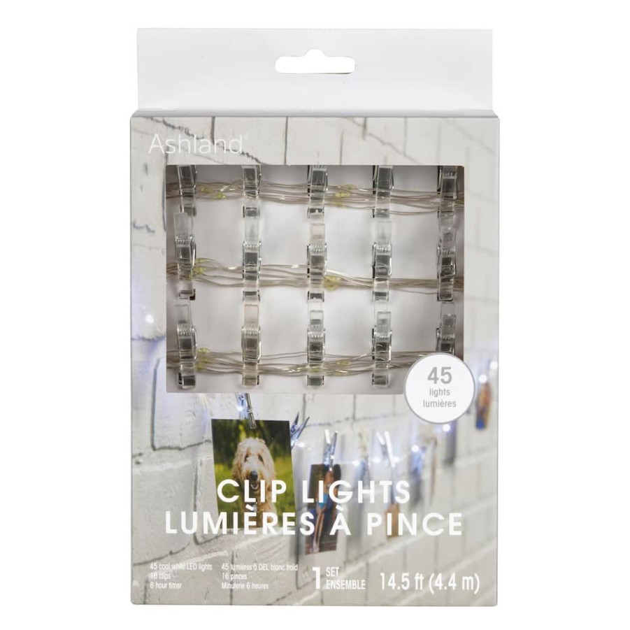 Home & Decor * | Coupon 45Ct. Cool White Led Clear Clip Lights By Ashland