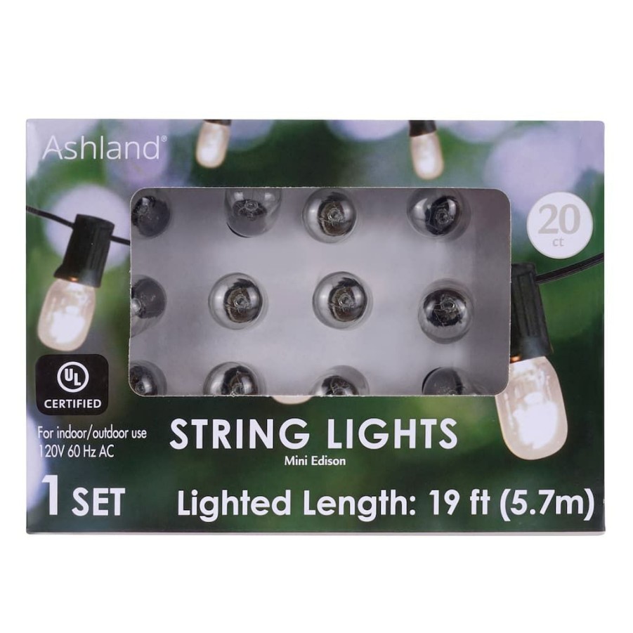 Home & Decor * | Flash Sale 20Ct. Clear Mini Edison String Lights By Ashland