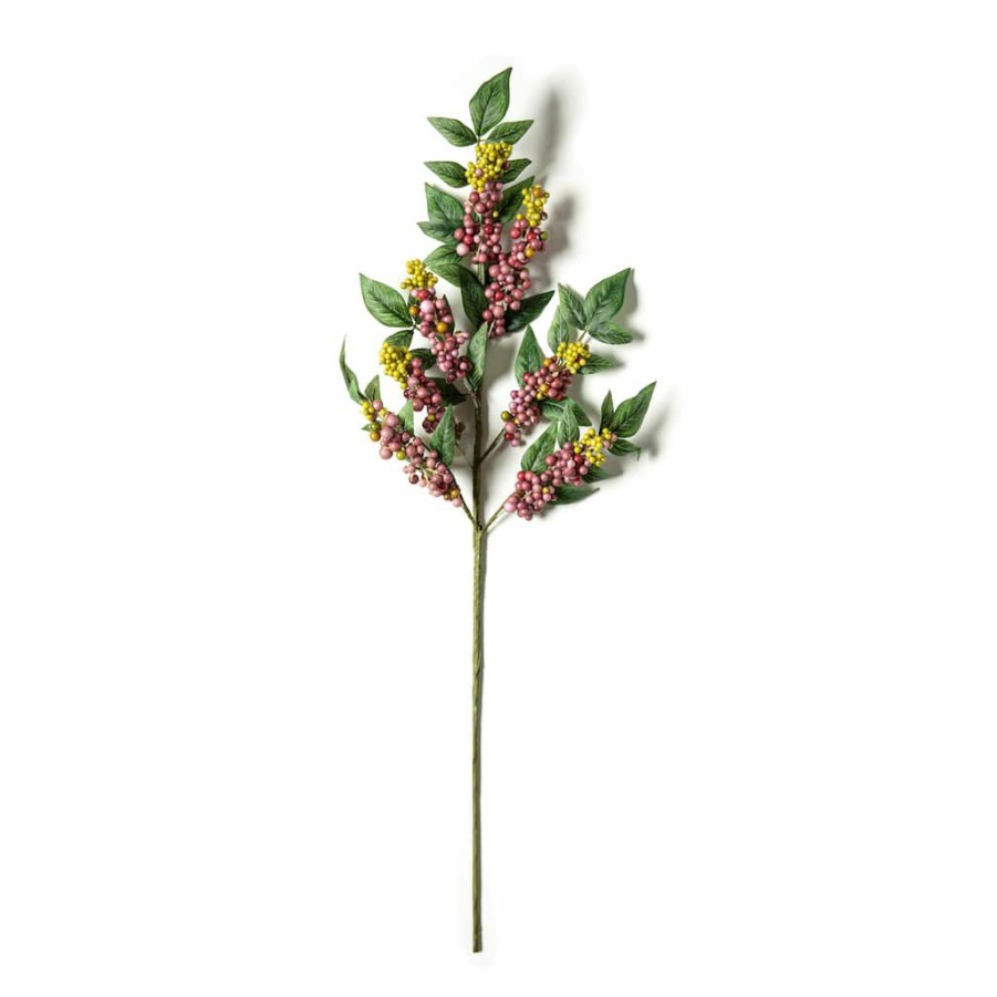 Floral * | Outlet Burgundy Berry Stem With Leaves By Ashland