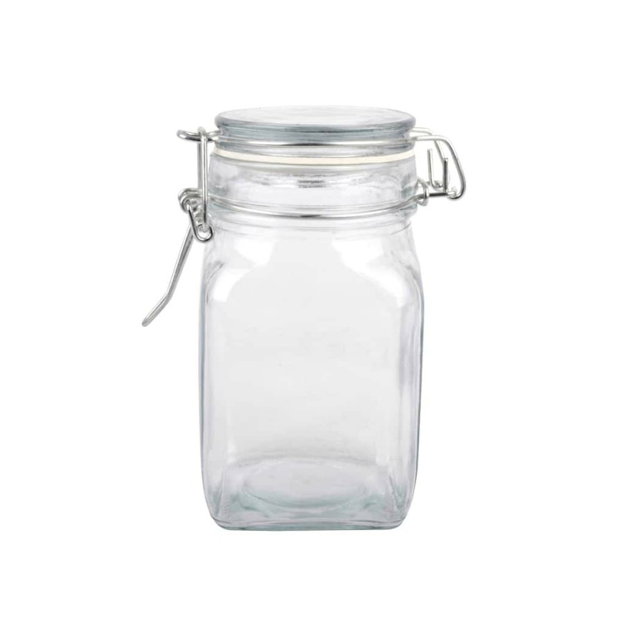 Floral * | Best Sale Square Glass Jar With Latch By Ashland