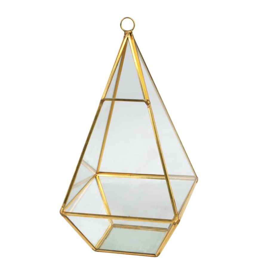 Floral * | Deals Gold Triangle Glass Terrarium By Ashland