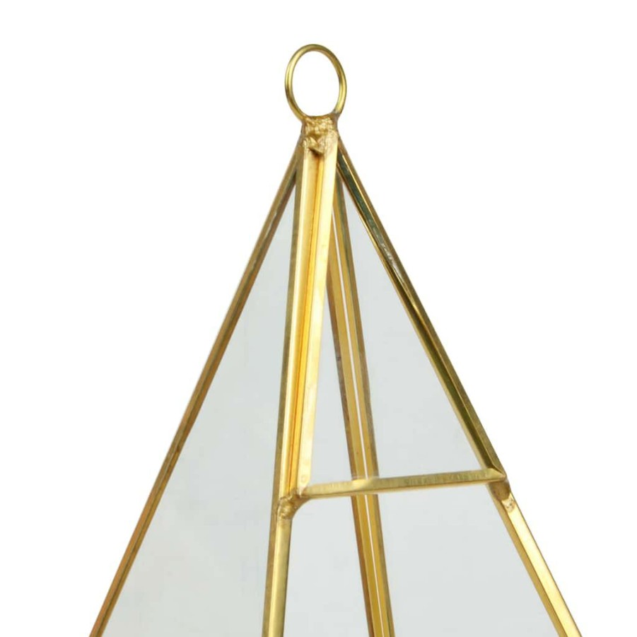 Floral * | Deals Gold Triangle Glass Terrarium By Ashland