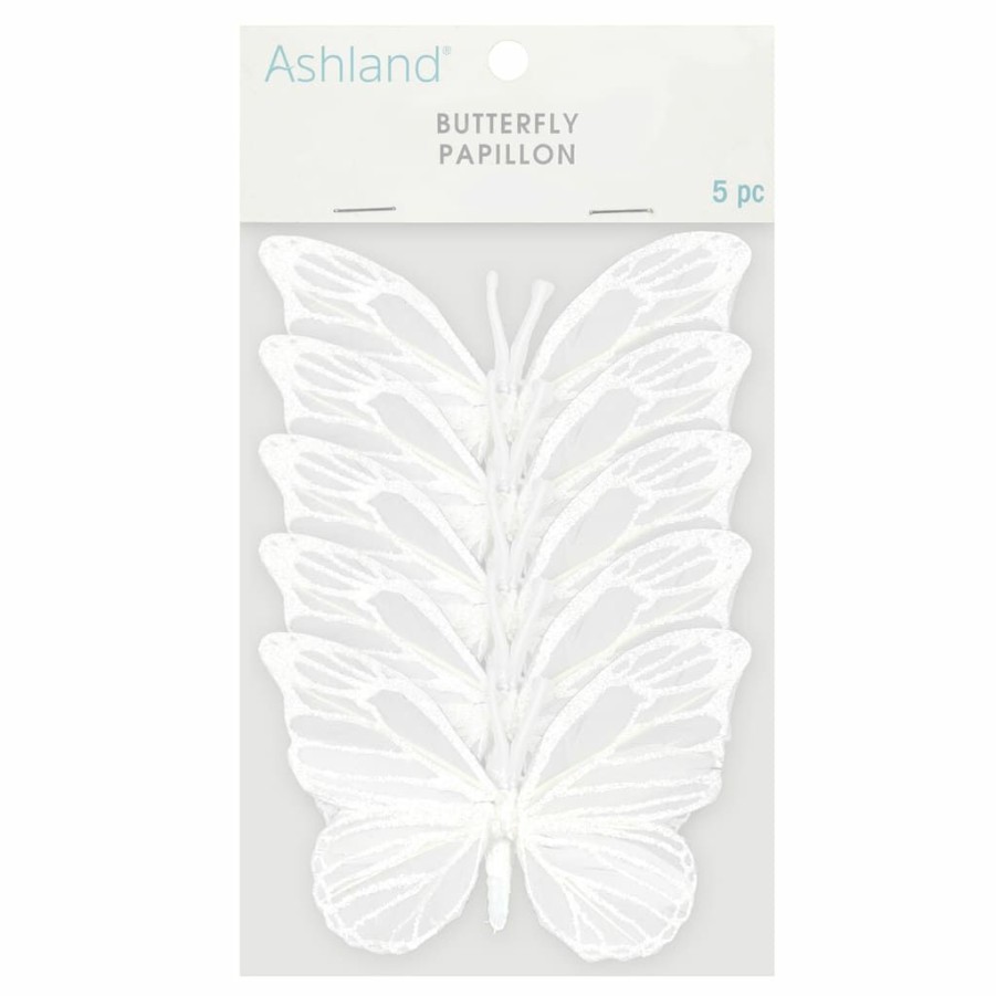 Floral * | Best Pirce 8 Packs: 5Ct. (40 Total) 8.6 White Feather Butterflies By Ashland