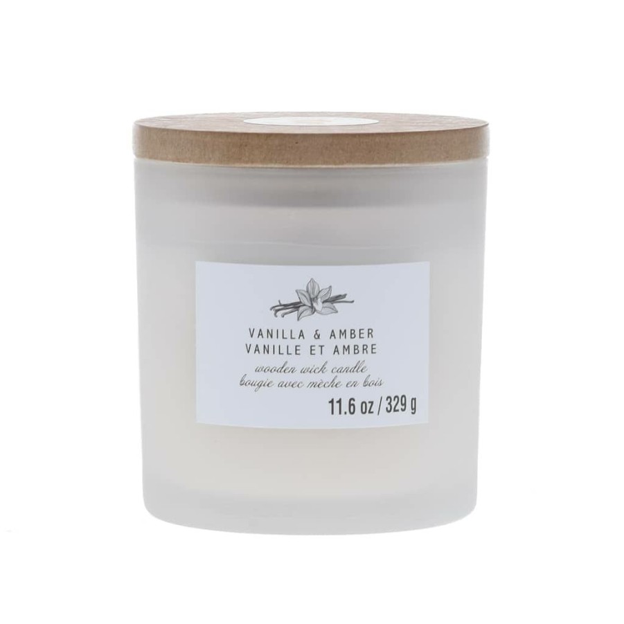 Home & Decor * | Brand New Vanilla & Amber Wooden Wick Jar Candle By Ashland