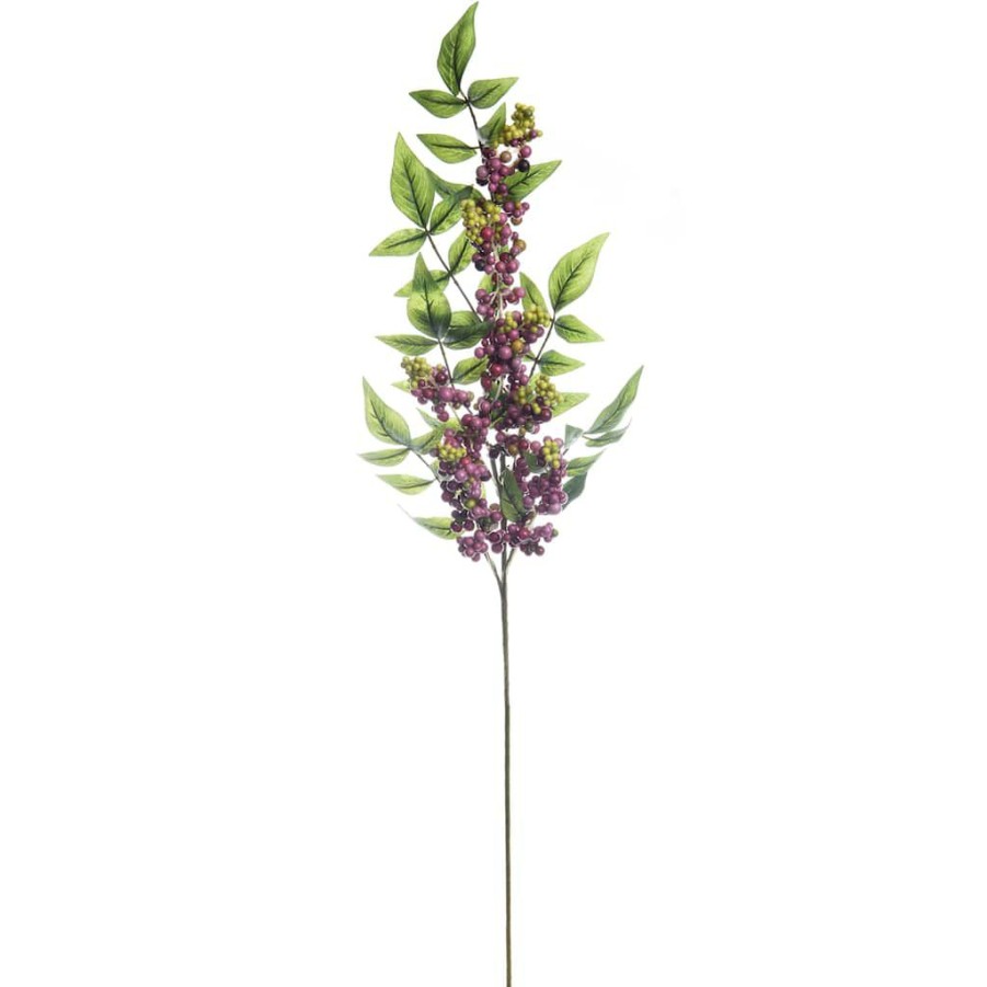 Floral * | Wholesale 12 Pack: Burgundy Berry Stem With Leaves By Ashland