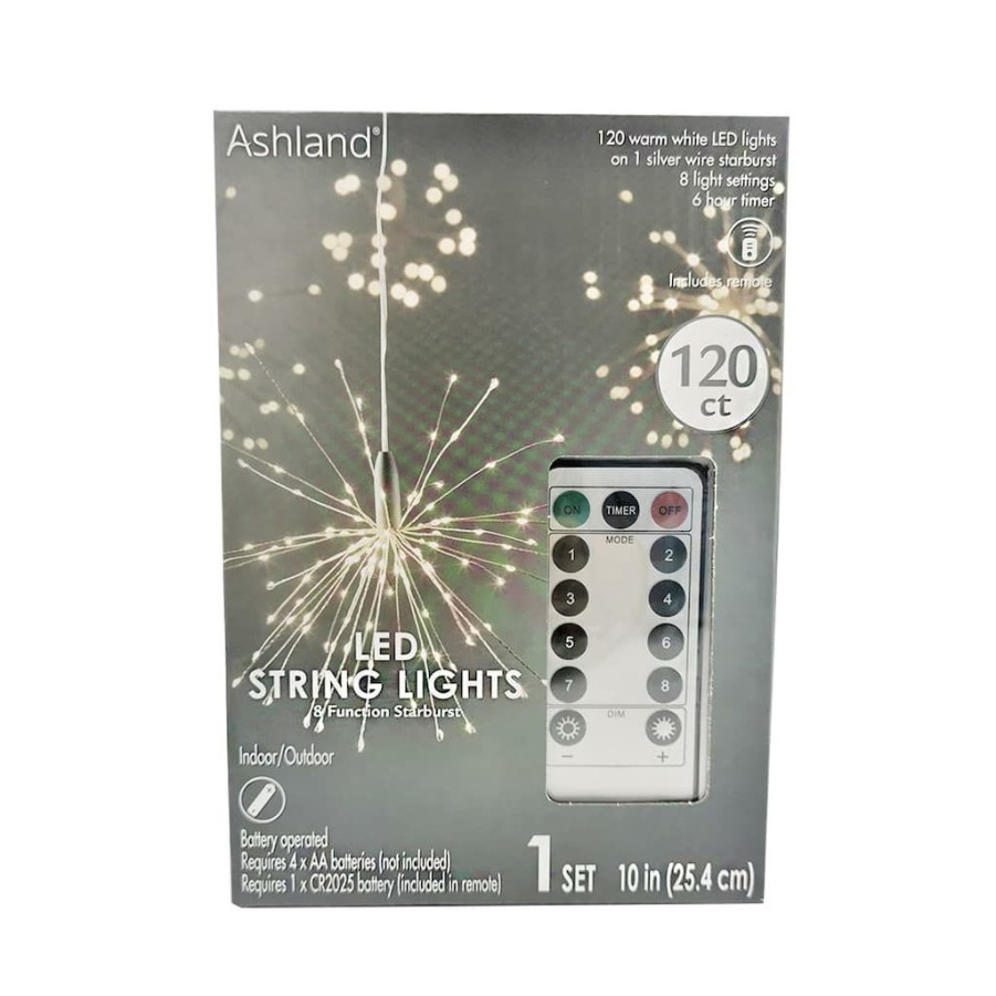 Home & Decor * | Cheap 12 Pack: 120Ct. Warm White Led Silver String Lights Starburst By Ashland