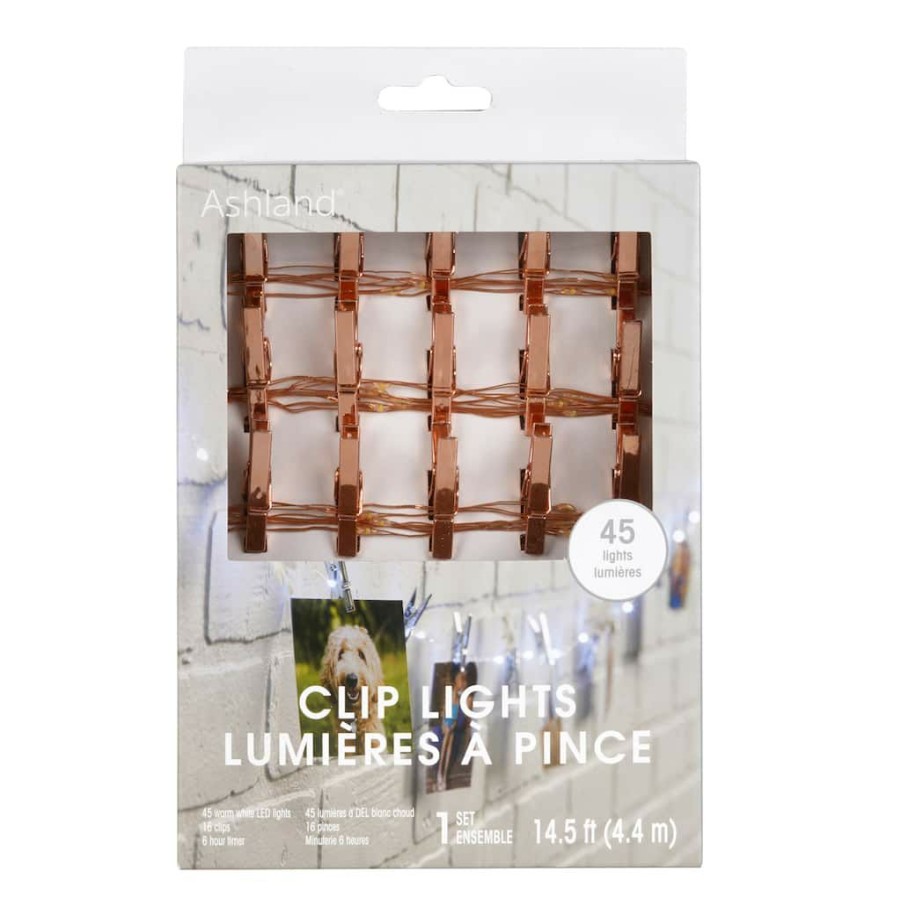 Home & Decor * | Flash Sale 45Ct. Warm White Led Rose Gold Clip Lights By Ashland