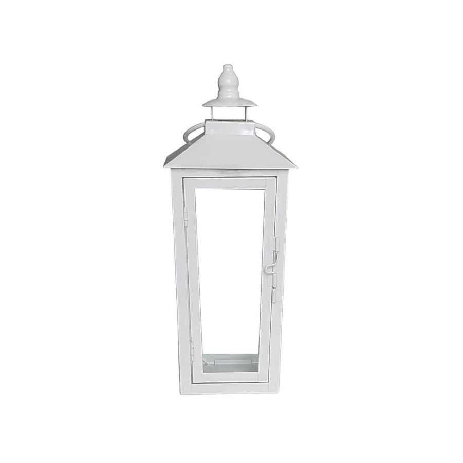 Home & Decor * | Cheap 12.2 White Metal Lantern By Ashland