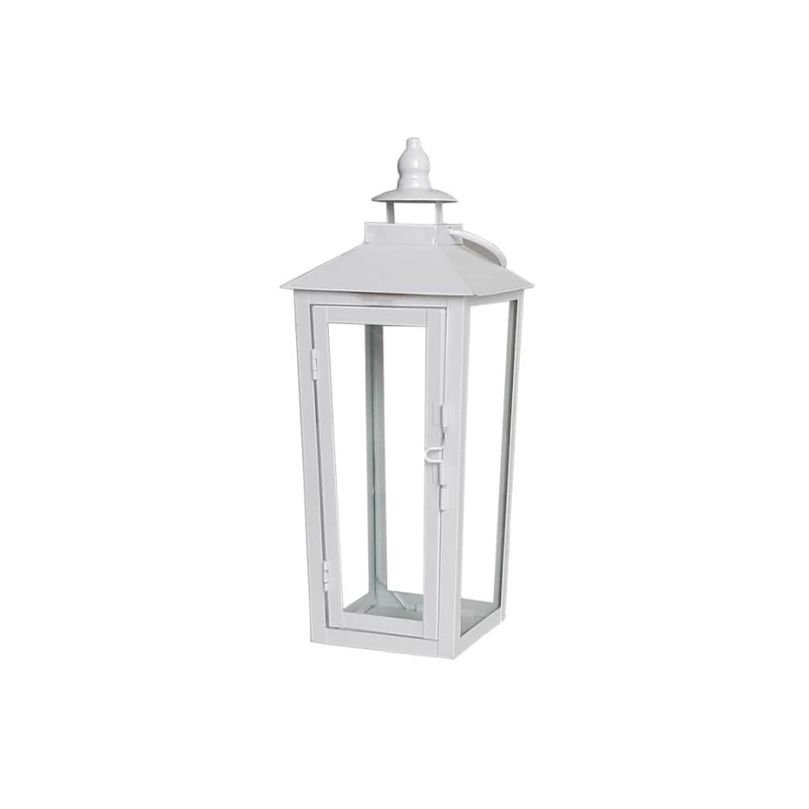 Home & Decor * | Cheap 12.2 White Metal Lantern By Ashland