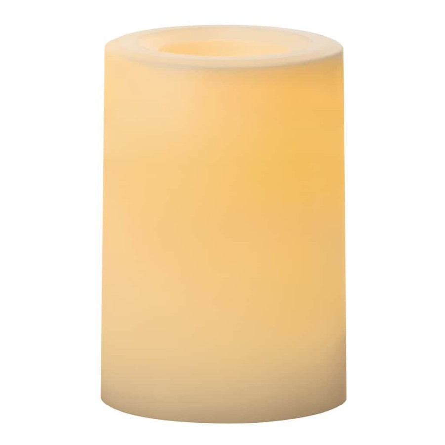 Home & Decor * | Buy White 3 X 4 Led Outdoor Pillar Candle By Ashland