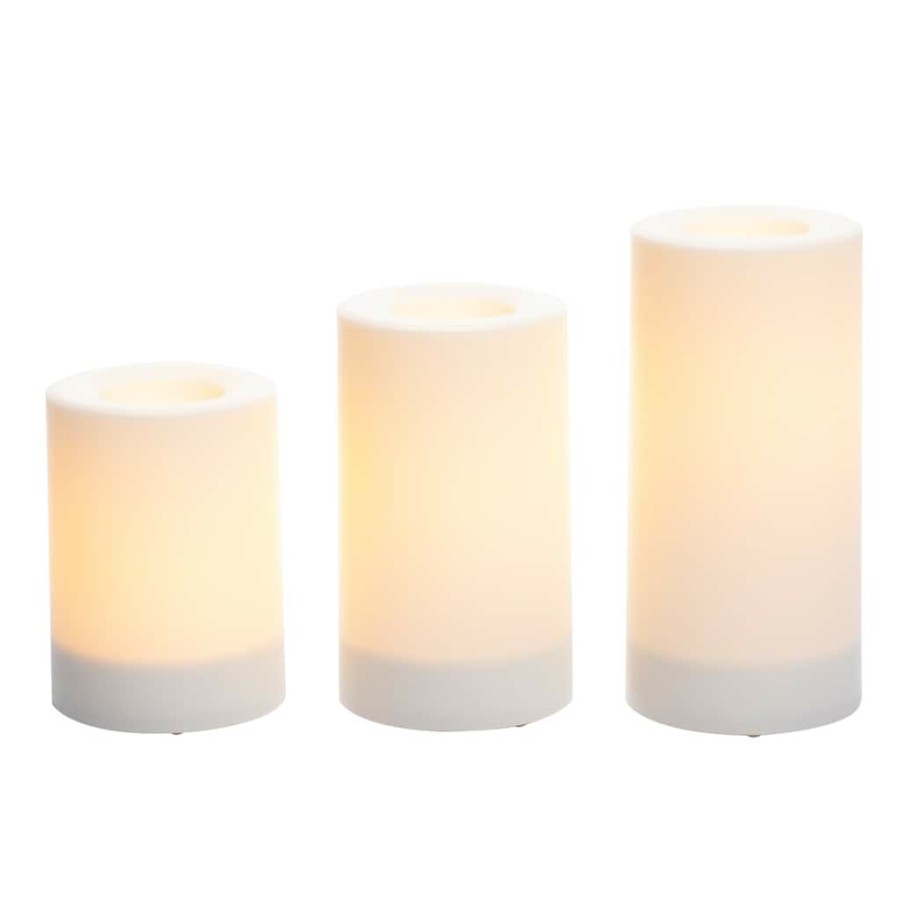 Home & Decor * | Top 10 White 3-Pack Led Pillar Candles By Ashland