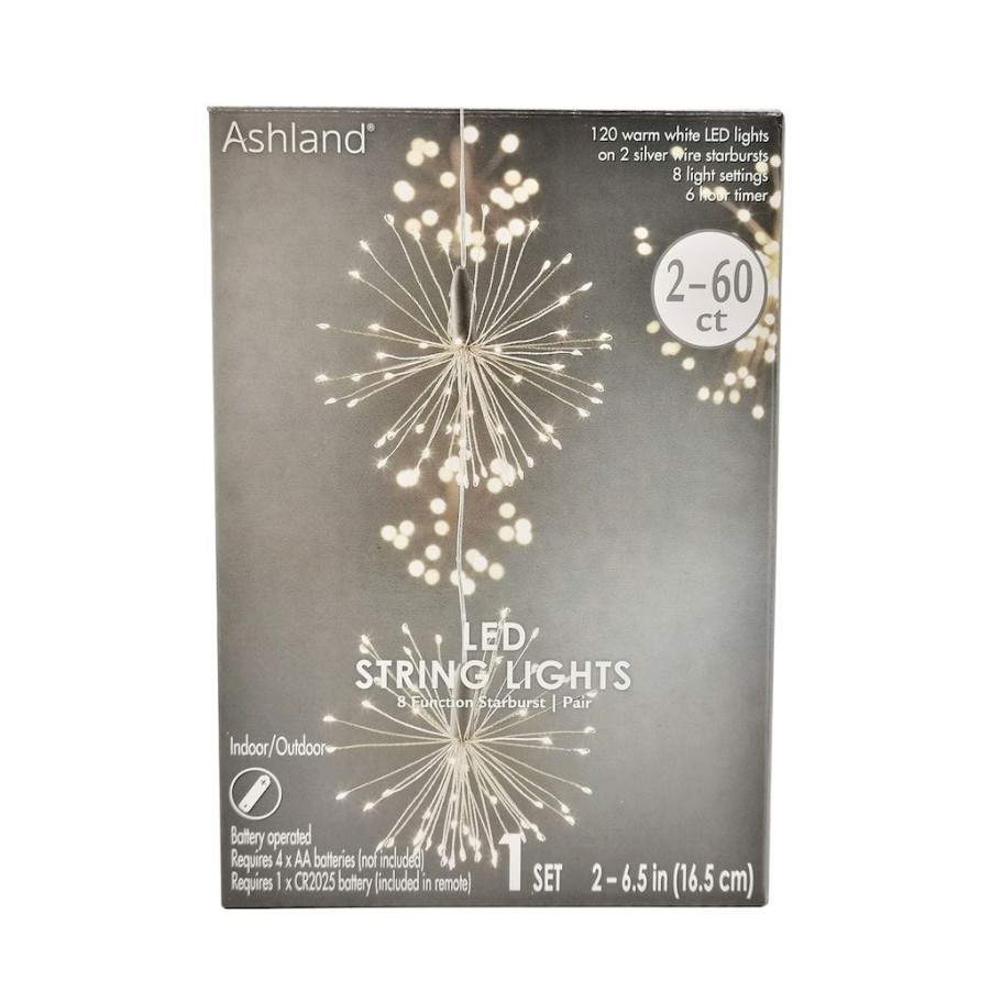 Home & Decor * | Discount Warm White Led Starburst Pair String Lights By Ashland