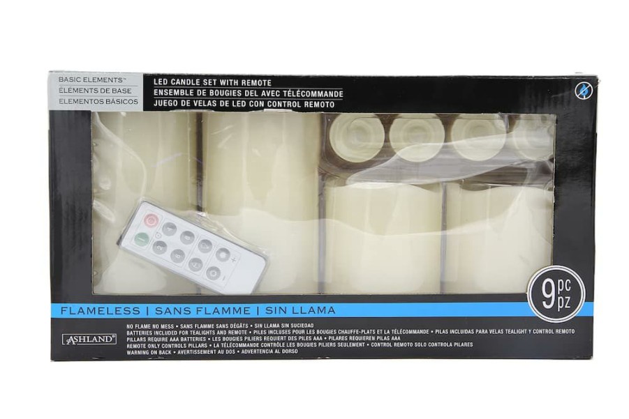 Home & Decor * | Cheapest Basic Elements Ivory Led Candle Set With Remote By Ashland