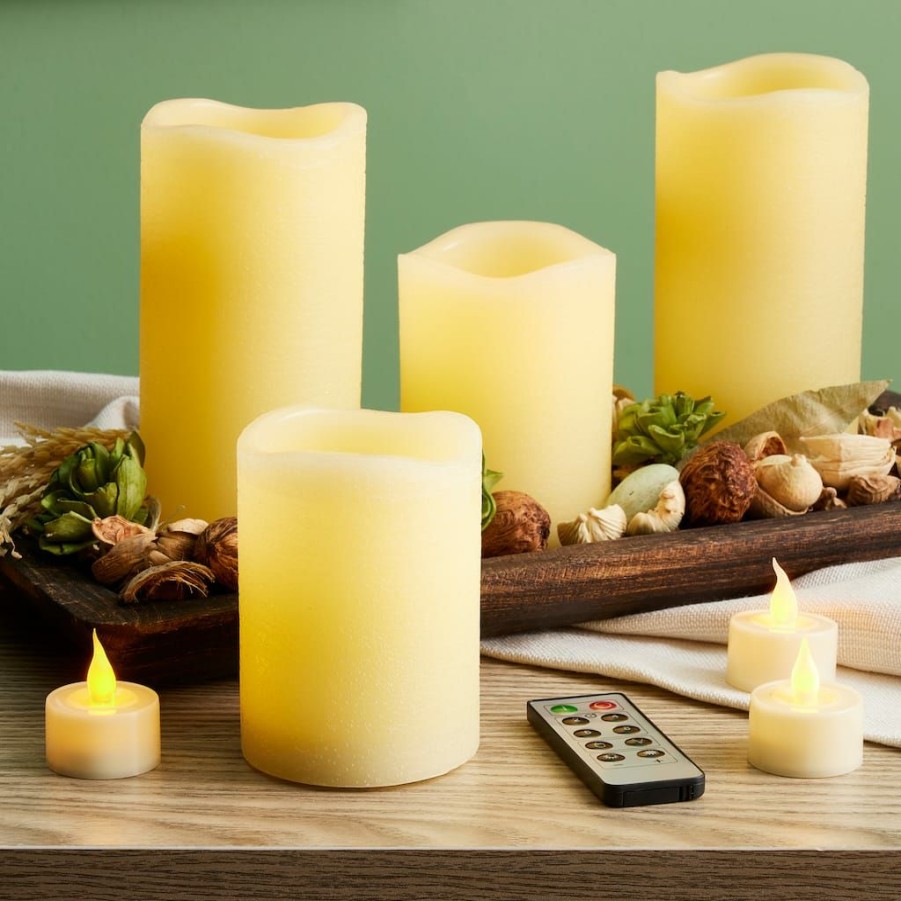 Home & Decor * | Cheapest Basic Elements Ivory Led Candle Set With Remote By Ashland