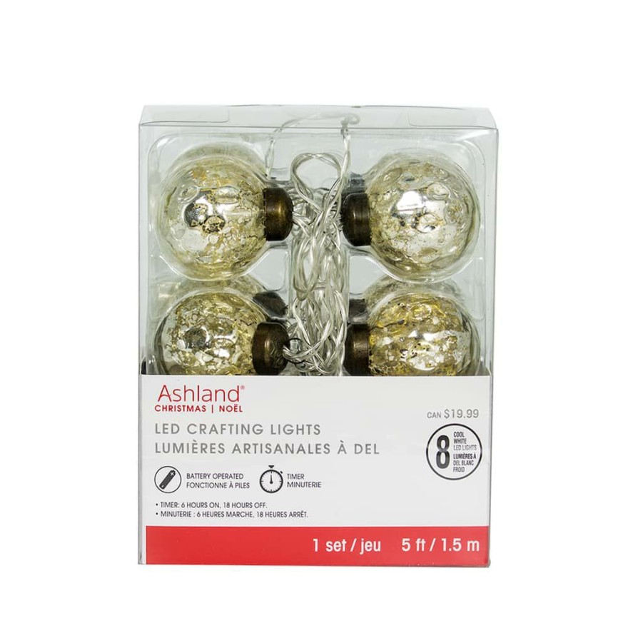 Home & Decor * | Discount 8Ct. Silver Mercury Round Led Crafting Lights By Ashland