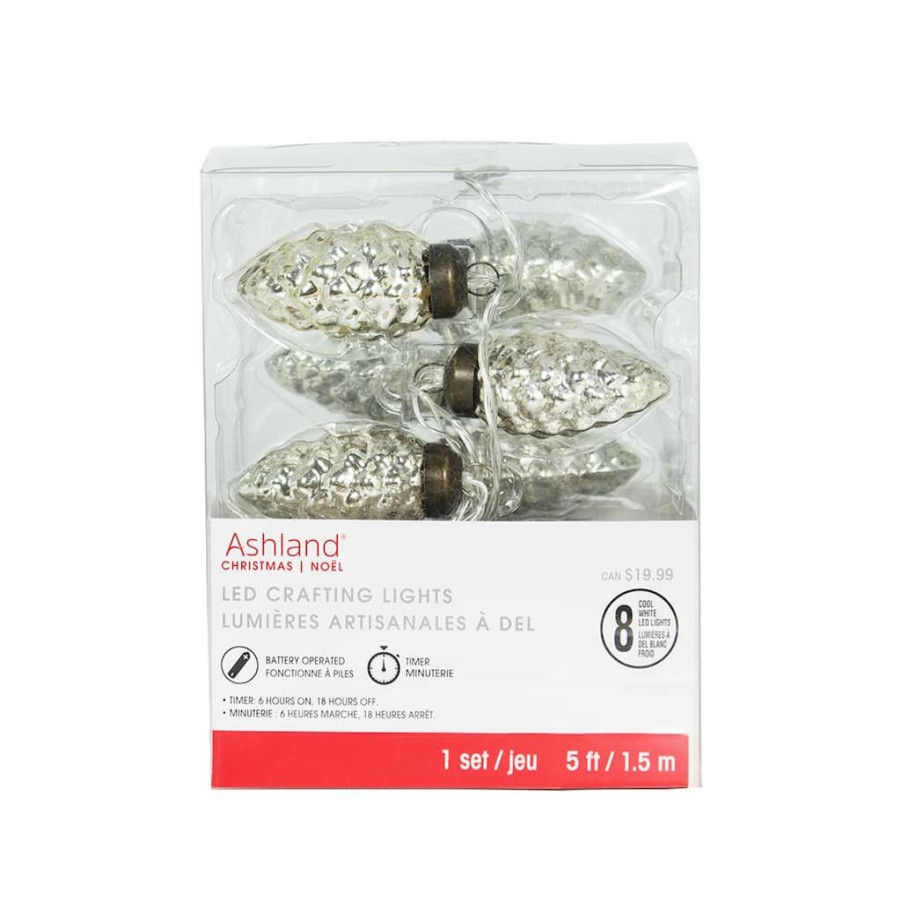 Home & Decor * | Top 10 8Ct. Cool White Mercury Pinecone Led Crafting Lights By Ashland