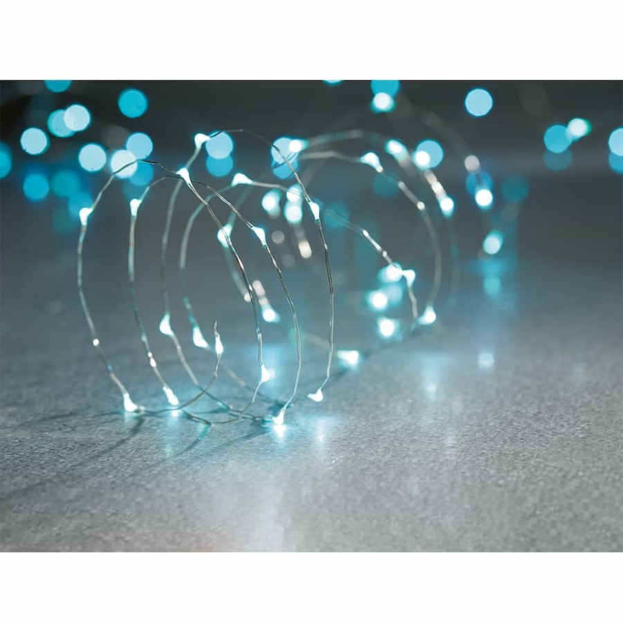 Home & Decor * | Buy 40Ct. Turquoise Silver Wire Led String Lights By Ashland