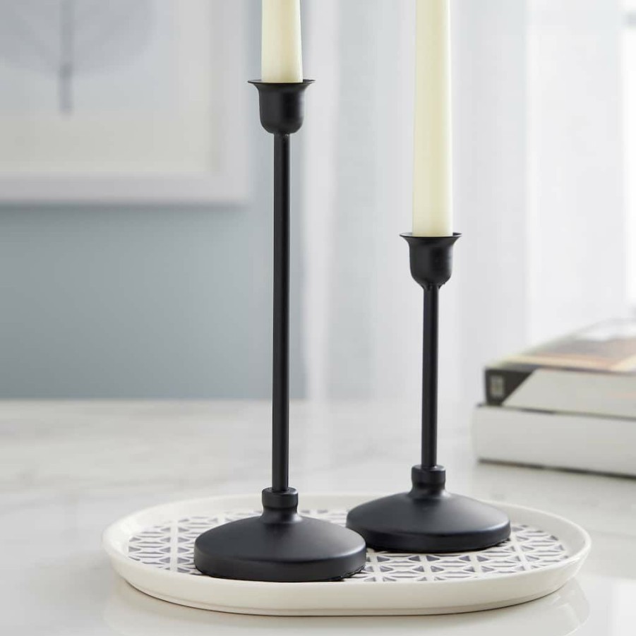 Home & Decor * | Best Sale Metal Taper Candle Holder By Ashland Black