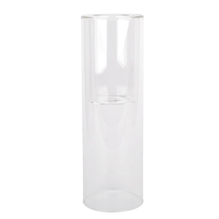 Home & Decor * | Coupon 10 Clear Glass Dual Cylinder Candle Holder By Ashland