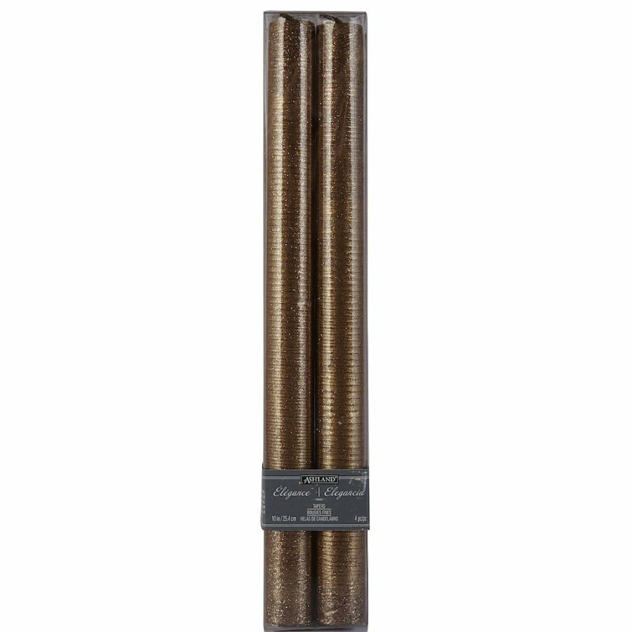 Home & Decor * | Buy Elegance Spun Glitter Taper Candles By Ashland Copper